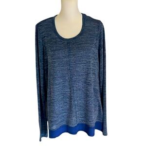 Kim Rogers Blue Long Sleeve Beaded Knit Top Size L